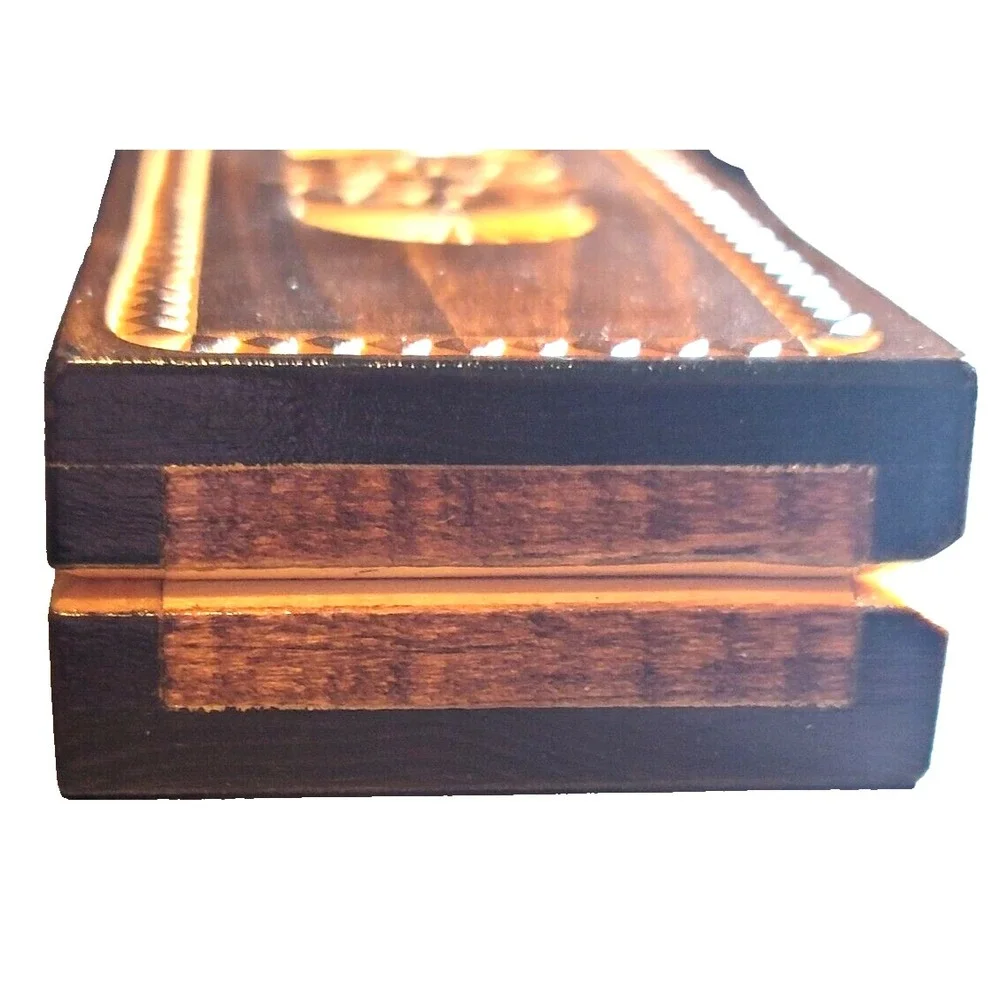 Hand Made Wooden Chip Art 2 Pen Box 6 5/8